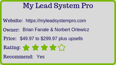 My Lead System Pro review rating