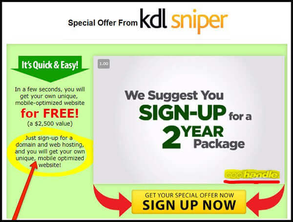 kdlsniper free website offer isn't free