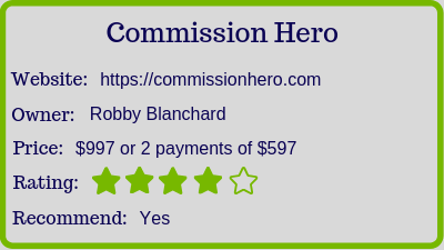 the commission hero review (rating)