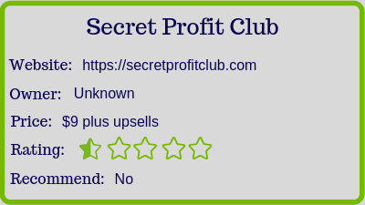 The Secret Profit Club review rating